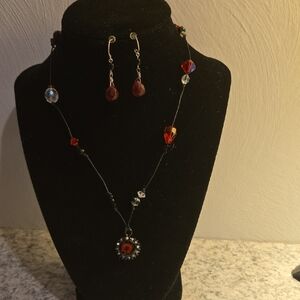 Elegant Red and Black Jewelry Set